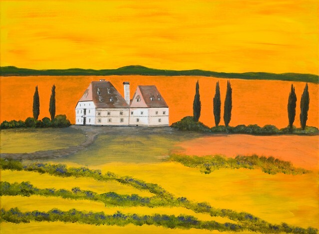 Acrylic Painting of a Tuscan Landscape